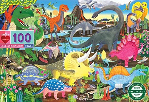 eeBoo 100 Piece Puzzle for Kids - Land of Dinosaurs Children's Puzzle Prehistoric, Large Pieces for Small Hands to Develop Motor Skills - Image 7