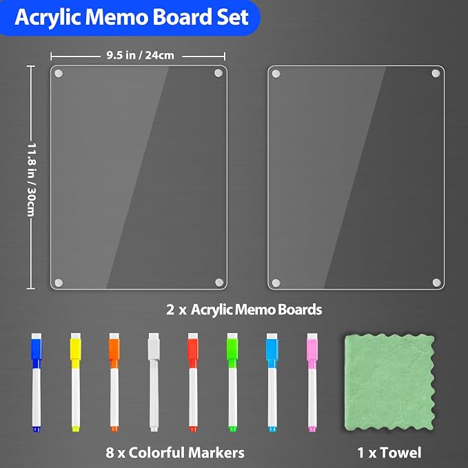 PigPotParty Acrylic Magnetic Whiteboard for Fridge, 12x9.5 Inch, 2 Pack - Image 6
