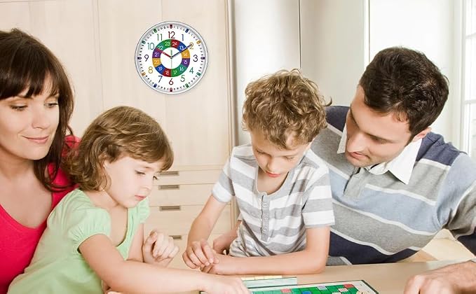 XFM Colorful Teaching Time Wall Clock 12 Inch for Kids Room Classroom - Image 7