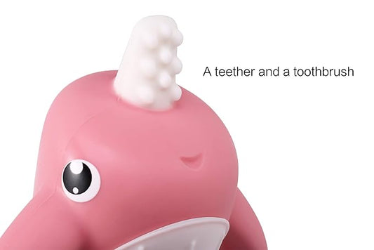 Smily Mia Narwhal Silicone Baby Teething Toys for 3-6 6-12 Months, Teething Relief Toys, Food Grade Silicone Teether Baby Toys, Sensory Toys for Teething Babies, Baby Essential, BPA Free, Pink