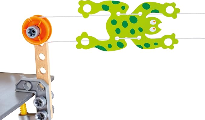 Hape Three Experiment Kit | Junior Inventor Kids Physics Mechanical Crane, Grabber & Climbing Frog Play Set for Children Aged Four & Up - Image 7