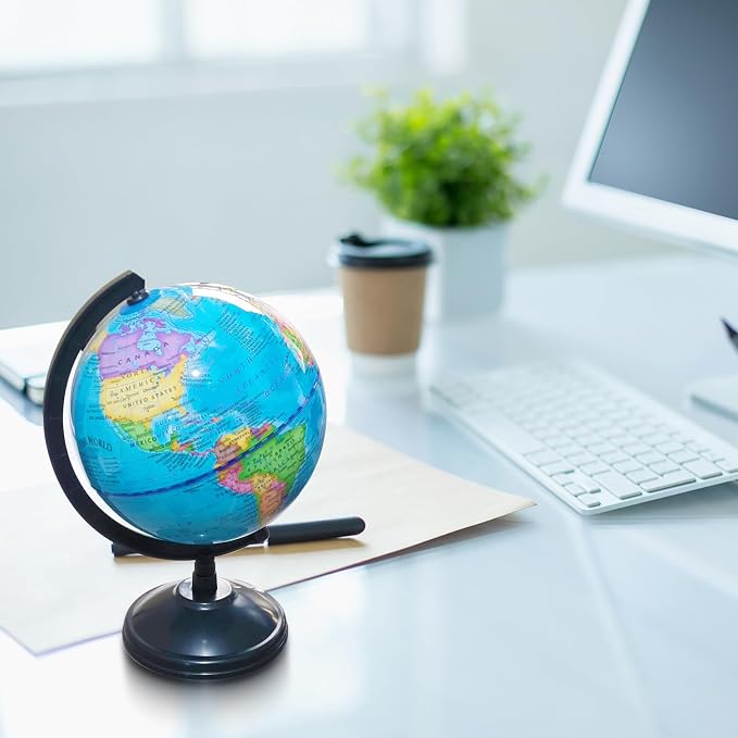 6'' Geographic World Globe,Kids Educational Globes with Stand,Decorative Rotating World Map Globes Decor,Political Globe for Child Classroom Geography Teaching,Kids Room - Image 7