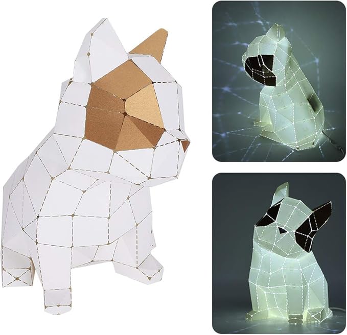 ZPurifylline Boardattack Papercraft Kit, Hand Made DIY Craft Set, USB Powered Children's Educational Toys with Light String, 8 Papercraft Cards for Creative Art Projects and Home Decor