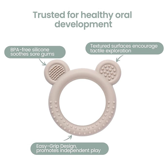 Teething Toys 3-6 Months, 3 Pack Silicone Teethers for Babies 6-12 Months, BPA Free Soft Textured Teething Relief Soothing Sore Gums Baby Essentials