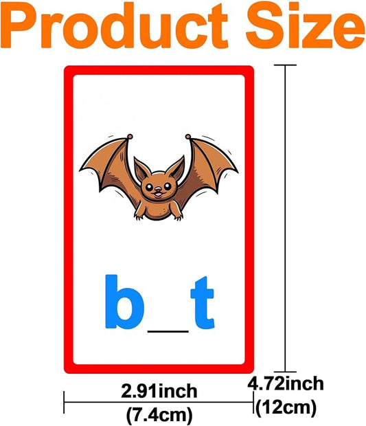 CVC Word Flash Cards, 48 Double-Sided Spelling Cards, 2 Pens - Image 2