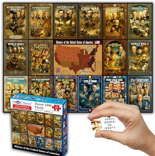 Think2Master History of the United States 1000 Pieces Large Format Jigsaw Puzzle: 13+, Seniors, Adults. Great Gift. Presidents, Key Events & ERAS from 1776 to Today. Size: 26.8” X 18.9” - Image 7