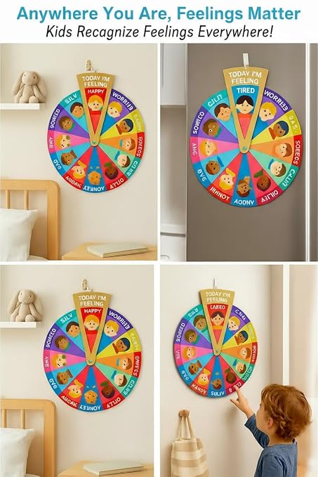 Feelings Wheel for Kids, Soft Plush Preschool Learning Chart for Toddlers and Autism Children, Portable Calming Corner Items - Image 8