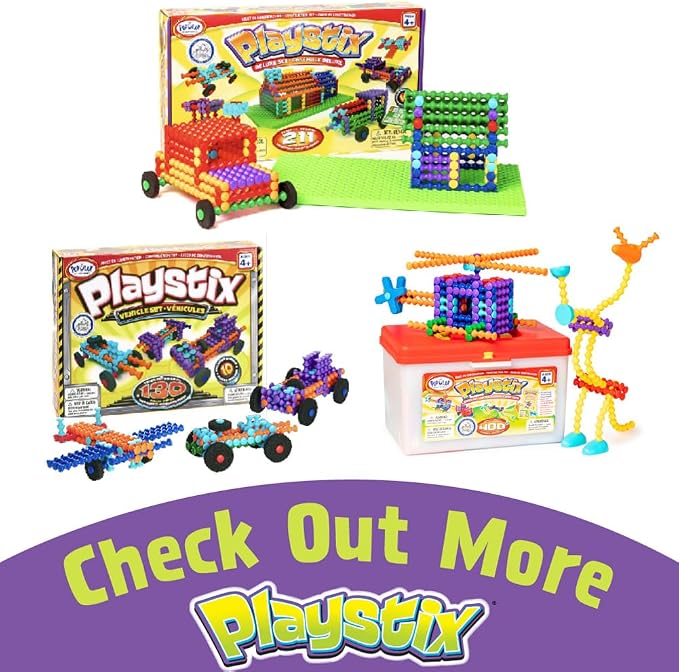 POPULAR PLAYTHINGS Playstix Translucent Set, 105 Piece, Building Sticks Kit - Image 7