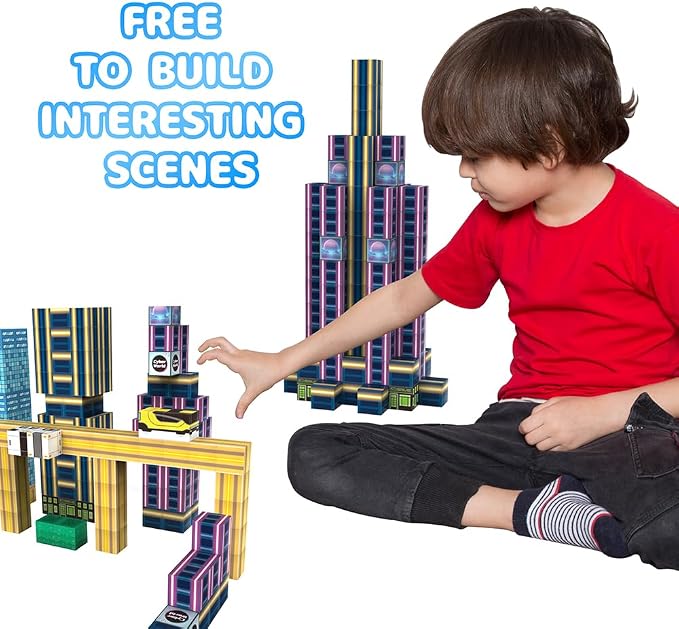 Magnetic Building Blocks for Kids Ages 3 4 5 6 7 8 9 10, 90 PCS Pixel Style Magnet Cubes, STEM Building Toy with Strong Magnetic, Creative Gift for Boys and Girls(0.8 Inch) - Image 7