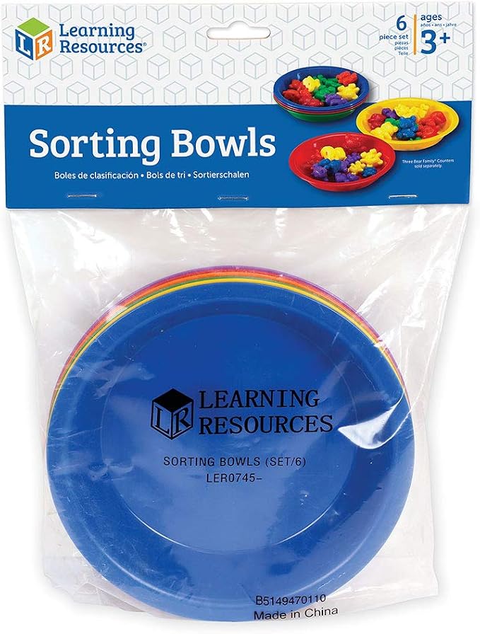 Learning Resources Three Bear Family Sorting Bowls, Set of 6 Bowls, Assorted Colors, 6" in Diameter, Ages 4+ - Image 4