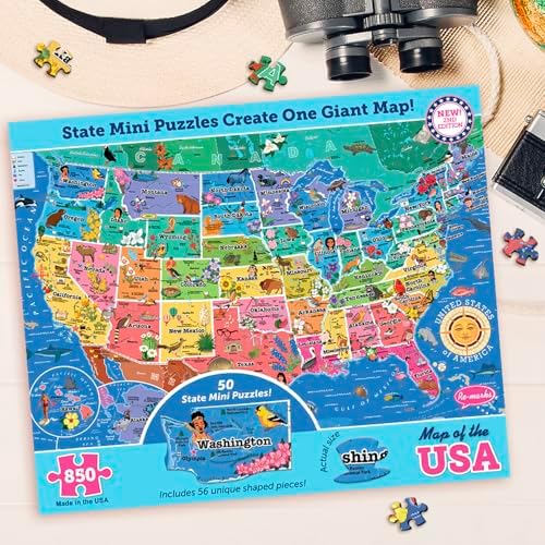 America’s 50 State Jigsaw Puzzle, Educational USA Map with Unique State Shaped Pieces, 850 Pieces, Fun & Interactive Learning for All Ages, Made in the USA - Image 7