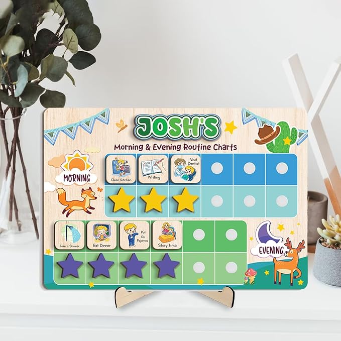 Wooden Chore Chart for Kids Visual Schedule, Routine Chart for Kids, Morning Bedtime Routine Chart for Toddlers Ages 2-4, Daily Kids Schedule Board for Home (13) - Image 9