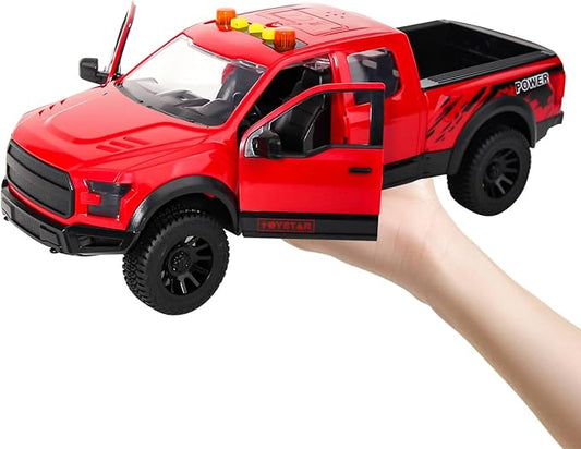 Red Pickup Truck Toy with Lights and Sound Effects, Featuring Doors That Open, Toy Cars Gifts for 3+ Year Old Kids. (Red Pickup)