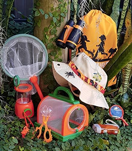 Adventure Kidz Outdoor Bug Exploration Kit, Binoculars, Magnifying Glass, Bug Containers, Viewers, Critter Cage, Butterfly Net, Backpack, Hat, Tweezers and Cups, Age 3+ - Image 7
