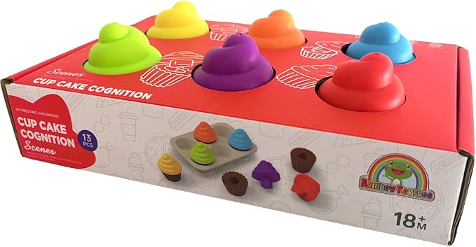RAINBOW TOYFROG Cupcake Toy Toddler Toy Learning Colors and Shape-Shape Sorting Toys for Toddlers-Geometry Manipulatives Toddler Sensory Toys for Kids - Child Montessori Toys for Girls Boys - Image 8