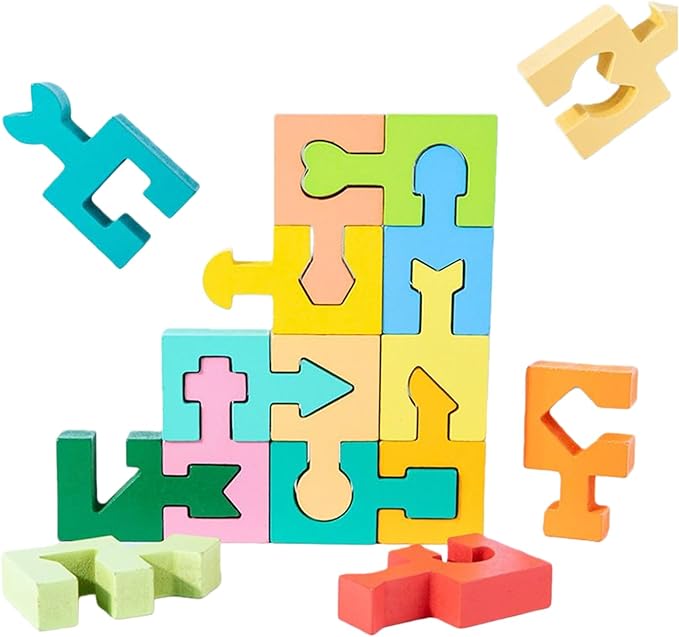Puzzles for Kids - Wooden Shape Matching Puzzle, Educational Game Set, 16 Pieces | Boys Girls Ages 4-6 Home School Kindergarten Learning Cognitive Skill Development Fun Playtime