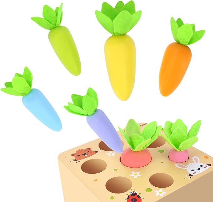 Montessori Toys for 2 3 Year Old Toddlers | Wooden Carrot Harvest Game - Image 6