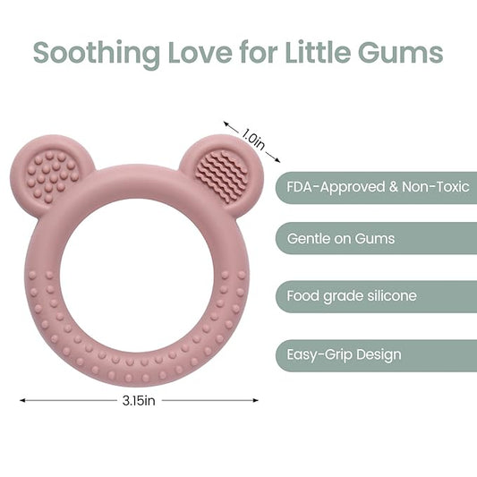 Baby Teething Toys 3-6 Months, Teethers for Babies 6-12 Months, Silicone Teething Ring Toys Easy to Grasp, Teething Relief for Baby Infant Toys, BPA Free
