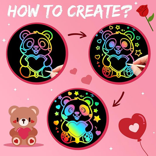 ZMLM Scratch Paper Art-Crafts Gift: 2 Pack Rainbow Notebooks Supplies Toys Valentine's Day Gifts for 3 4 5 6 7 8 9 10 Years Old Girls and Boys Kids Birthday Party Games