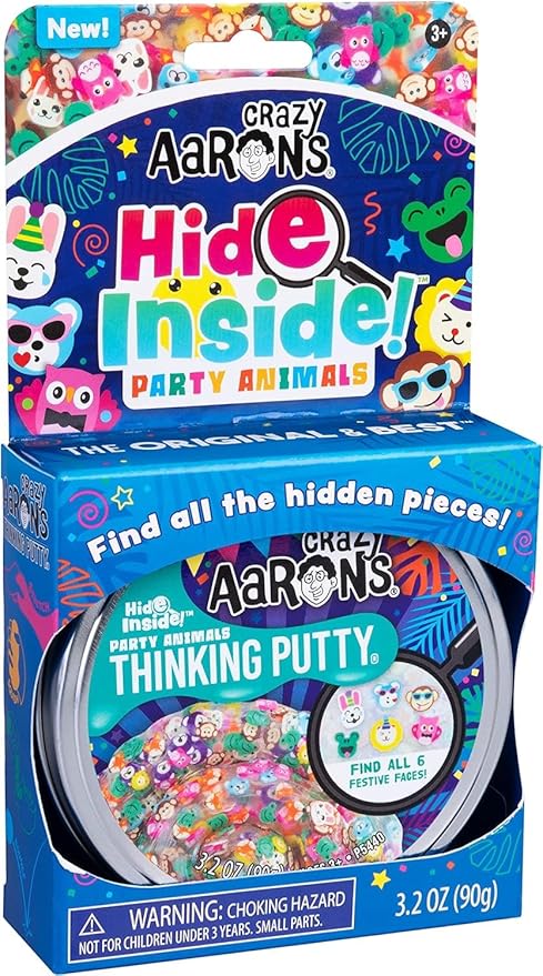 Crazy Aaron's Thinking Putty® - Party Animals - Hide Inside Sensory Putty for Kids and Grown ups in a 4" Tin - Creative and Endless Fun, Stress Relief Therapy Toys, Never Dries Out - Made in USA