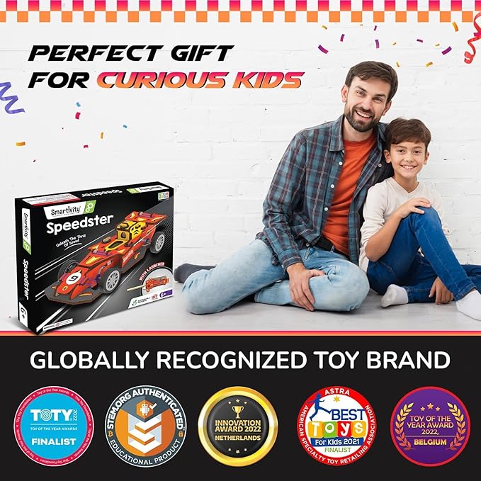 Smartivity DIY Speed CAR Toy for Kids Ages 6-12 | Build Your Own - F1 Racing Car with Launcher | Birthday Gift for Boys and Girls | STEM Learning Car Toys for 6,7,8,9,10,11,12 Years