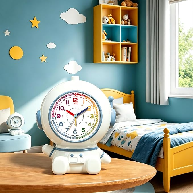 Analog Alarm Clock for Kids with Snooze and Nightlight, Cute Aatro Tabletop Lamp, Ring Alarm/Music Alarm Loud for Bedroom, Battery Powered,Kids’ Time Learning Perfect for Boys Girls Gifts - Image 8