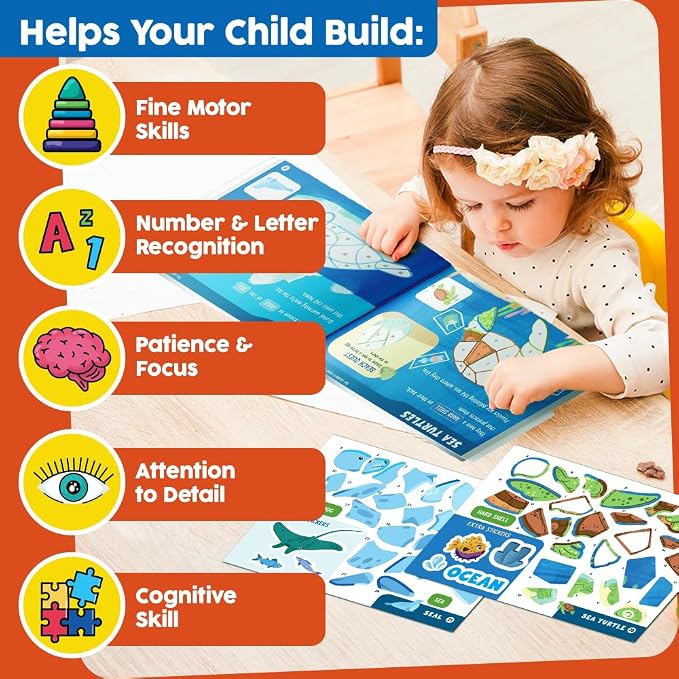 Funcils Paint by Sticker Book for Kids Ages 4-8, 30 Color Sticker by Number - Image 9