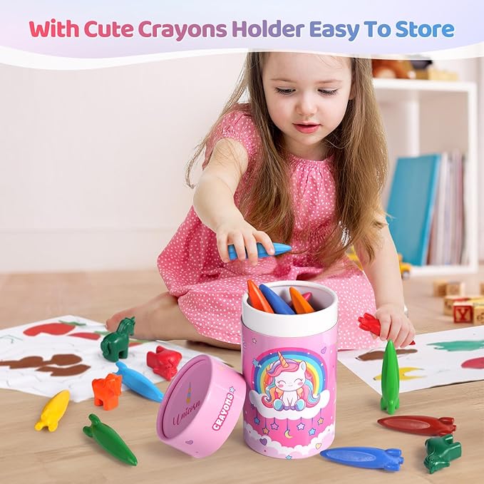 DreamCandy Rocket and Unicorn Crayons,36PCS Non Toxic Washable Toddler Crayons for Kids and Toddlers,Art Supplies Drawing Coloring Crayon Set,Gift for Girls and Boys,Back to School