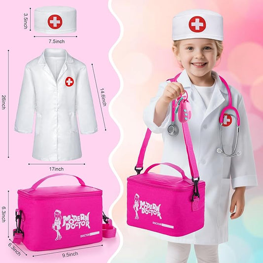 Sundaymot Doctor Kit for Girls, 34 Pcs Pretend Play Doctor Set,Doctor kit for Toddlers 3-5, with Medical Bag, Stethoscope and Other Accessories Doctor Play Gift for Kids Toddlers Role Play