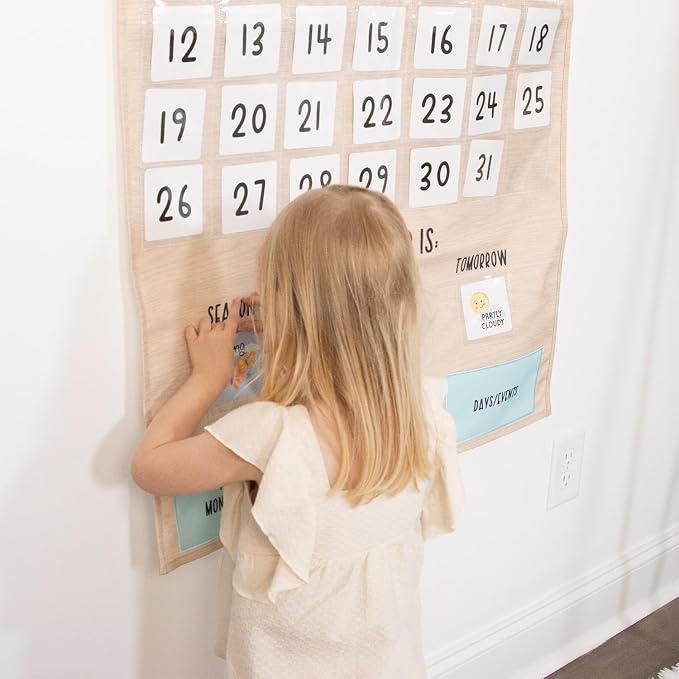 The Peanutshell Learning Calendar Wall Chart - Homeschool Supplies, Interactive Pocket Chart for Toddlers & Kids - Preschool Learning Activity Board, Circle Time Board for Classroom - Good Day - Image 8