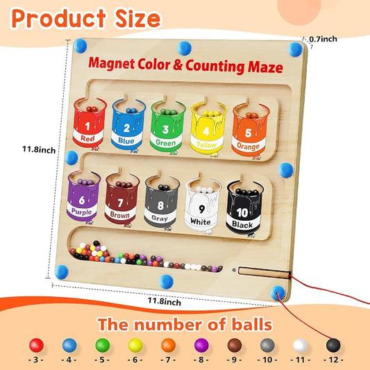 Magnetic Color and Number Maze, Montessori Toys Gift for 3-5 Year Boy Girl - Image 2