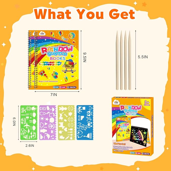 ZMLM Scratch Paper Art-Crafts Gift: 2 Pack Rainbow Notebooks Supplies Toys - Image 7