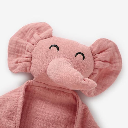 100% Organic Elephant Loveys for Babies,Muslin Baby Security Blankets for Babies,Soft Elephant Baby Stuffed Animals for Newborn,Baby Gift for Boys and Girls (Pink)