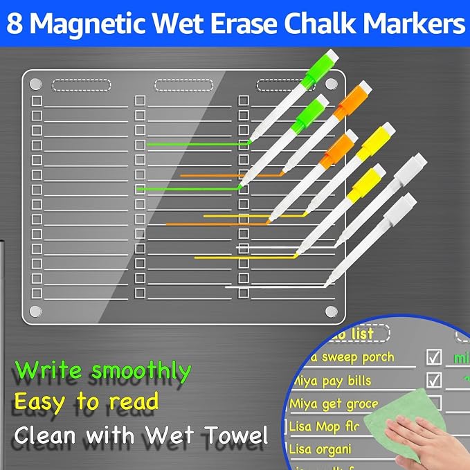 PigPotParty Acrylic Magnetic to Do List Whiteboard for Fridge, 12x9.5 Inch - Image 8