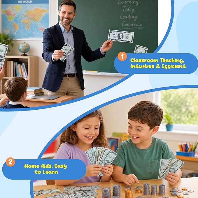 260-Piece Educational Play Set for Kids – Develop Early Math Skills with Realistic Pretend Bills, Education Develop Early Math Skills, Birthday Gift Preschool Games for Ages 3+ (260 piece-1) - Image 7