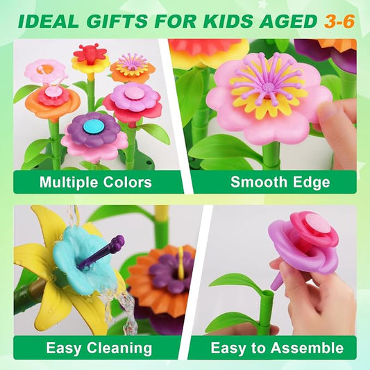 BIRANCO. Flower Garden Building Toys - Build a Bouquet Floral Arrangement Playset for Toddlers and Kids Gifts Age 3, 4, 5, 6 Year Old Girls, Educational STEM Toy (120 PCS) - Image 2