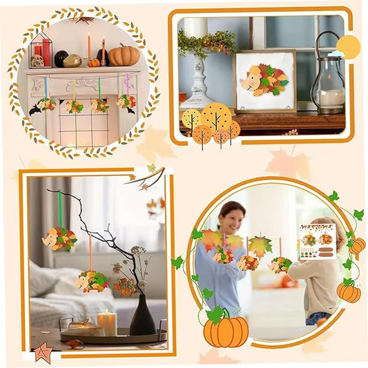 DAGLLGEW Fall Crafts for Kids 12 Pieces Hedgehog Fall Crafts DIY Art for Children's Birthday, Window Picture, Halloween, Christmas for Toddlers Activities for Kids