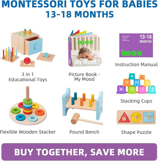 TOOKYLAND Montessori Toys for 1 Year Old, 8 in 1 Learning Educational Set - Image 2