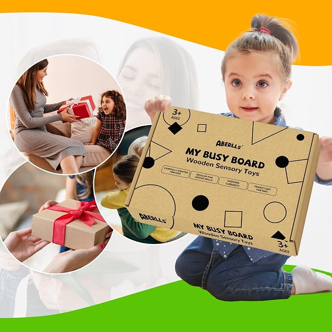 Montessori Busy Board for Toddlers, Wooden Sensory Toys, Preschool Learning Activities for Fine Motor Skills Travel Toy, Basic Life Skills Educational Gifts for 1 2 3 Years Old Kids Boys Girls - Image 9