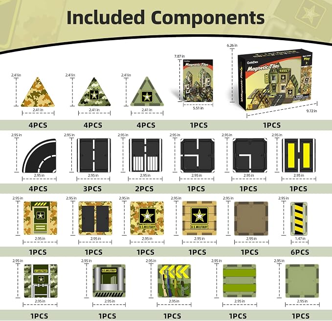 GobiDex Army Toys Magnetic Tiles Building Blocks Set for Kids Ages 3+ - Image 6