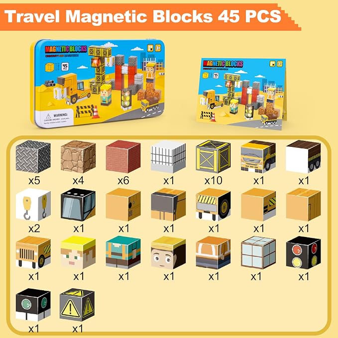 Travel Magnetic Blocks 45 PCS Mini Building Cubes with Case Construction - Image 8