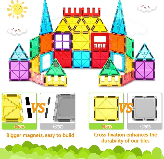 NVHH 100PCS Magnetic Tiles Blocks for Kids Ages 3-5 4-8 STEM Learning Toys - Image 8