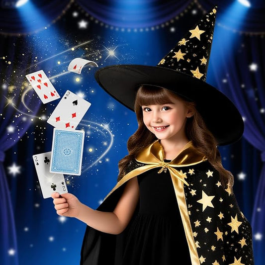 Magic Kit for Kids 6-8-10-12, 130 Magic Tricks Set for Kids with Magician Costume and Magic Wand, Board Game Christmas Birthday Gifts Toys Magic Set for Ages 6 7 8 9 10 11 12 Years Old Boys Girls