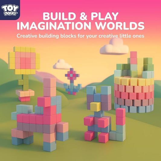 TOY Life Pastel Magnetic Blocks, 104-Piece STEM Set, Ages 3-8 - Image 2
