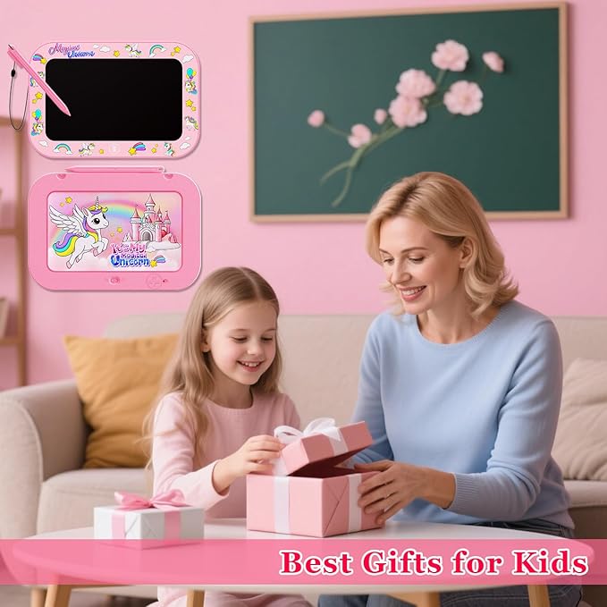 LCD Writing Tablet for Kids Toddler,12Inch Colorful Reusable Erasable Electronic Toddler Doodle Board Drawing Tablet Pads,Educational Learning Toys Gifts for 3 4 5 6 7 8 Year Old Girls ((Pink-12IN)