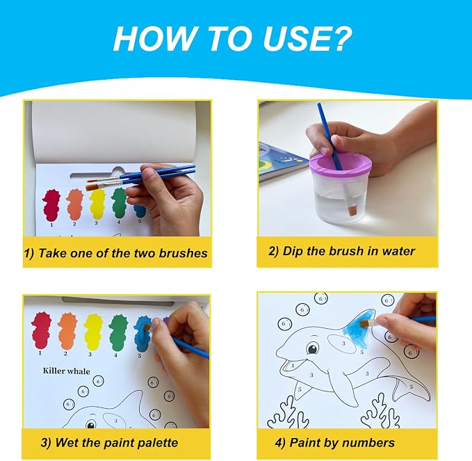 Paint with Water for Toddlers Ages 3-5 - Water Coloring Books for Kids - Toddler Arts and Crafts for Boys - Girl Project for 5 4 3 Year Old - Watercolor Painting Book - Kid Art Supplies Craft Kit - Image 6