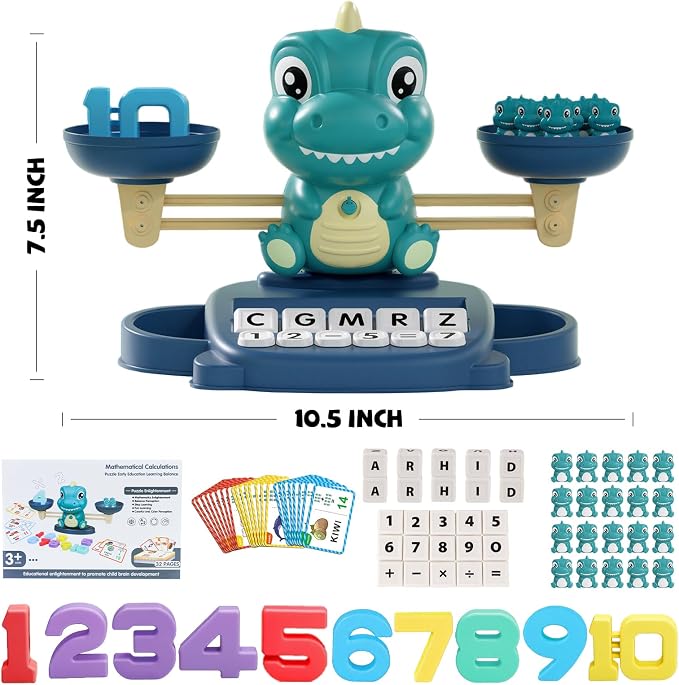 Snugzy Dinosaur Balance Counting Toys Math Game Montessori Toys Learning Games for Kids Educational Toy Gifts for Boys Girls Age 5-7 - Image 7
