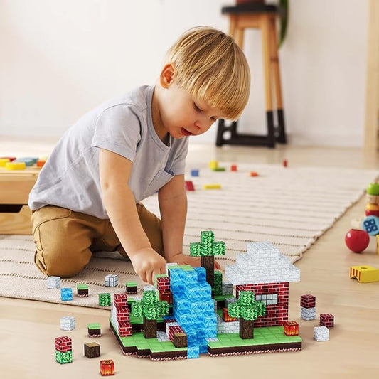 OUGUI 64PCS Magnetic Building Blocks Set for Kids Magnet Cubes Constructions Toys STEM Montessori Stacking Toy Toddlers Sensory Christmas Birthday Gifts for Boys Girls Age 3 4 5 6 7 8 9 10