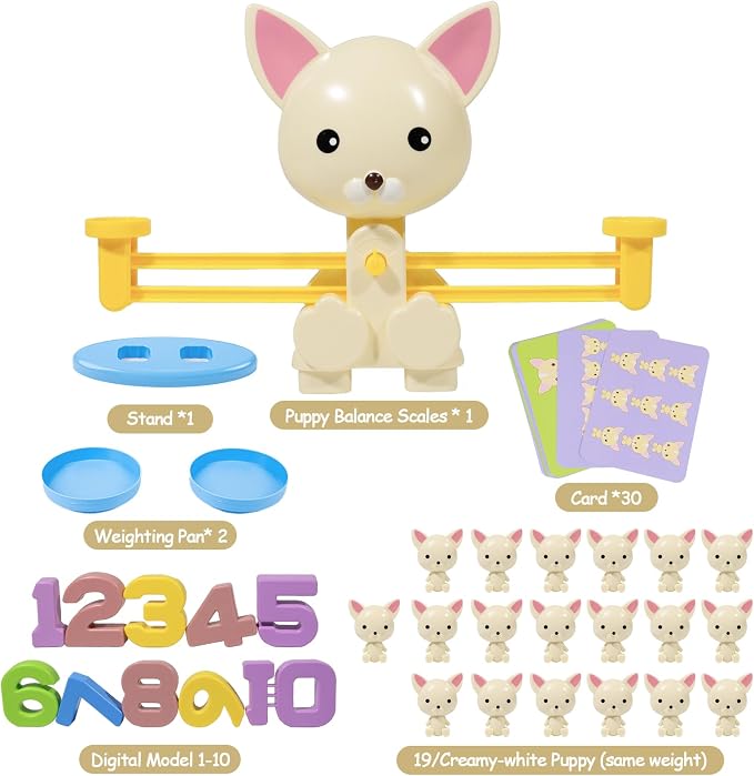 Puppy Balance Counting Toys, Cool Math Learning Games for Boys and Girls, Educational Number Toy Preschool Puppy Balance Counting Toy, Fun Children's Gift STEM Math Games Toys for Kids Age 3+(63 PCS) - Image 6