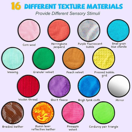 16 Set Round Sensory Mini Mats Textured Sensory Tiles - Sensory Toys for Autistic Children, Babies and Toddlers with Sensory Issues - Tactile Sensory Walls Sensory Mats for Fidgeting Activity